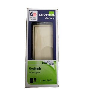 Leviton Decora 5601 Ivory Rocker Switch 15A Single Pole 120/277V NEW